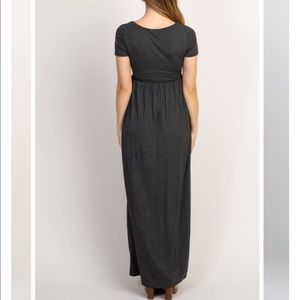 Pinkblush Dresses - Pinkblush Charcoal Solid Short Sleeve Maxi Dress Pinkblush Dresses - Pinkblush Charcoal Solid Short Sleeve Maxi Dress